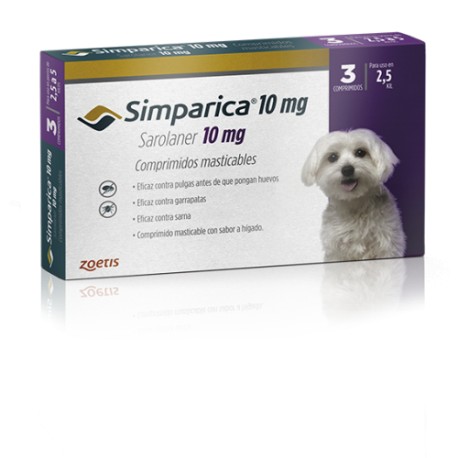 SIMPARICA 10 MG - 2.5 A 5 KG (3 COMPRIMIDOS)