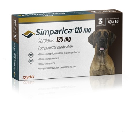 SIMPARICA 120mg - 40 a 60KG (3 COMPRIMIDOS)