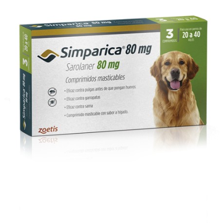 SIMPARICA 80 MG - 20 a 40 KG (3 COMPRIMIDOS)