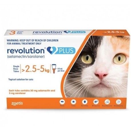ANTIPARASITARIO REVOLUTION PLUS PARA GATOS DE 2.5 A 5KG