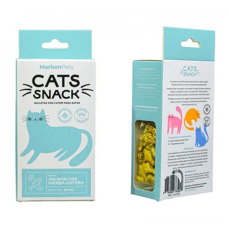 MarbenPets Cats snack salmón con hierba gatera 80 gr.