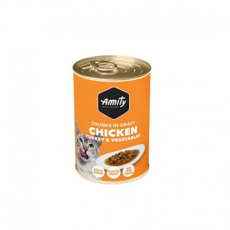 Latas Amity Chunks Chicken, Turkey & Veg Adult Cat Wet Food 415 Gr